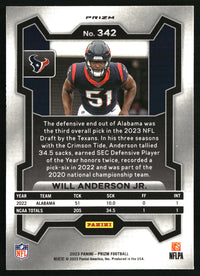 Will Anderson Jr. 2023 Panini Prizm #342 Neon Green Pulsar