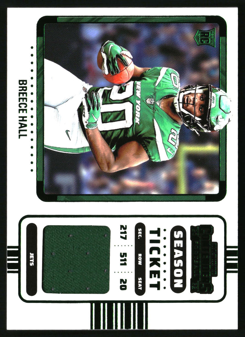 Breece Hall 2022 Panini Contenders #RSV-BHA Rookie Ticket Swatches Variation MEM