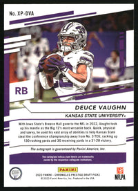 Deuce Vaughn 2023 Panini Chronicles Draft Picks #XP-DVA Signatures Red SN, AU