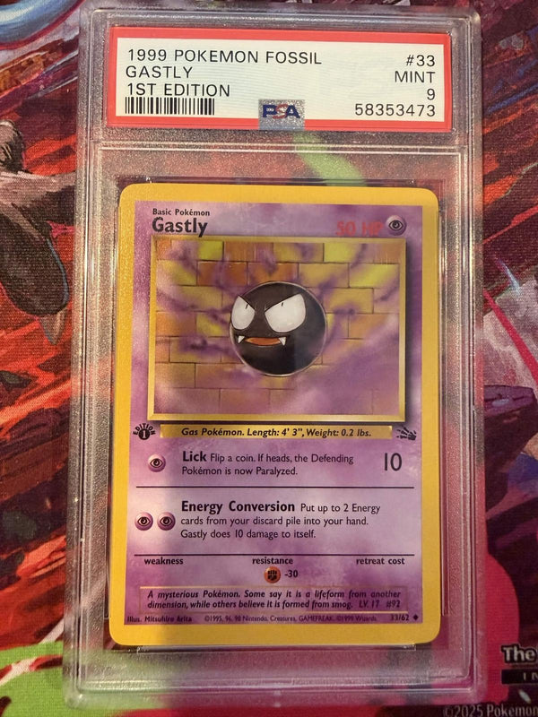 Gastly #33 1999 Pokemon Fossil PSA 9 1st Edition