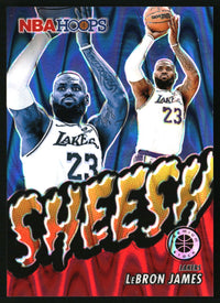 Lebron James 2023-24 Hoops Premium Stock #17 Sheesh Red Seismic Prizm SN