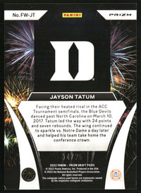 Jayson Tatum 2022 Panini Prizm Draft Picks #FW-JT Fireworks Prizm Mojo SN