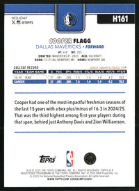 Cooper Flagg 2025-26 Topps Holiday #H161 SSP Back Variations