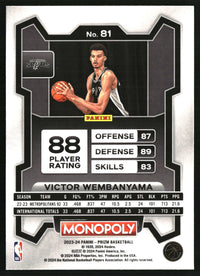 Victor Wembanyama 2023-24 Panini Prizm Monopoly #81