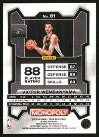 Victor Wembanyama 2023-24 Panini Prizm Monopoly #81