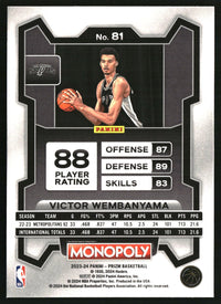 Victor Wembanyama 2023-24 Panini Prizm Monopoly #81