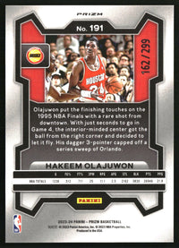 Hakeem Olajuwon 2023-24 Panini Prizm #191 Prizm Red Seismic SN, HOF