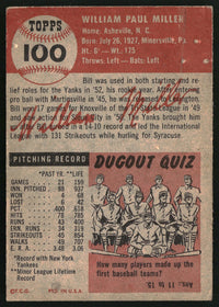 Bill Miller 1953 Topps #100a : Bio uses white text
