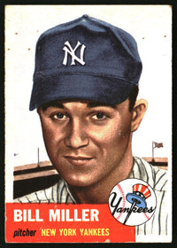 Bill Miller 1953 Topps #100a : Bio uses white text