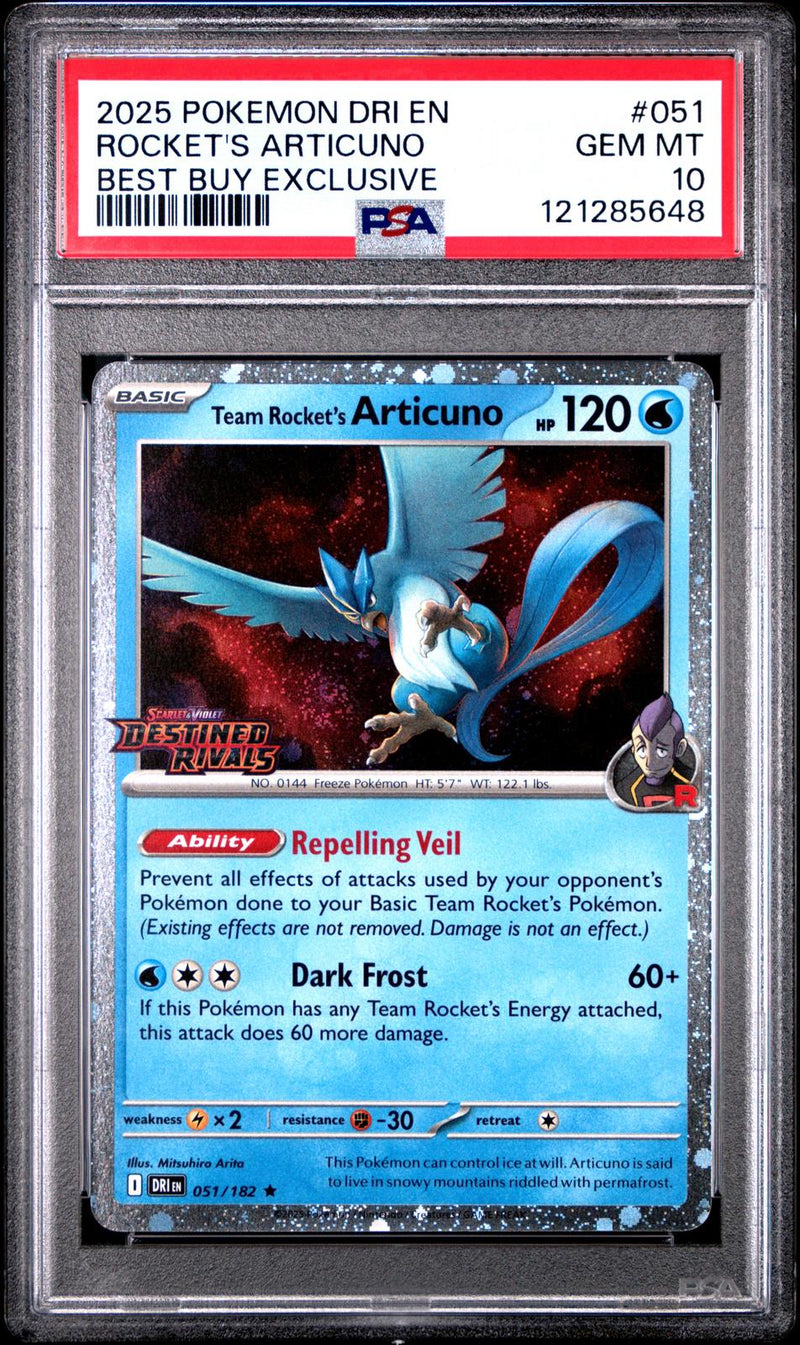 Rocket'S Articuno #051 2025 Pokemon Destined Rivals PSA 10 Best Buy Exclusive