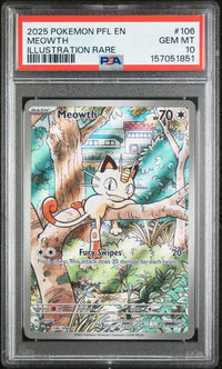 Meowth #106 2025 Pokemon Pfl En-Phantasmal Flames PSA 10 Illustration Rare
