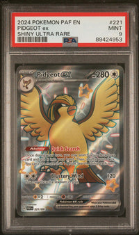 Pidgeot Ex #221 2024 Pokemon Paf En-Paldean Fates PSA 9 Shiny Ultra Rare