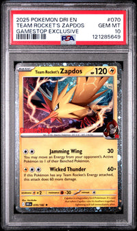 Team Rocket's Zapdos #070 2025 Destined Rivals PSA 10 Gamestop Exclusive
