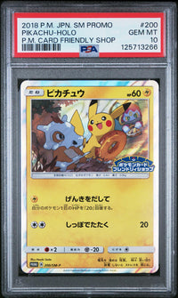Pikachu-Holo #200 2018 Pokemon Japanese Sm Promo PSA 10 P.M. Card Friendly Shop