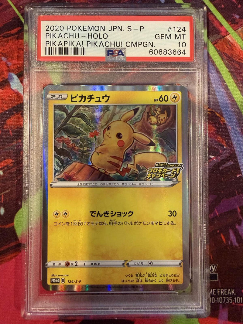 Pikachu-Holo #124 2020 Pokemon Japanese S Promo PSA 10 Pikapika! Pikachu! Cmpgn.