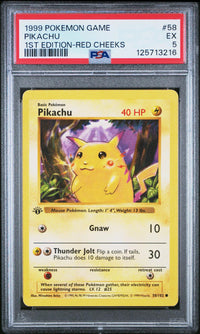 Pikachu #58 1999 Pokemon Game PSA 5 1st Edition-Red Cheeks