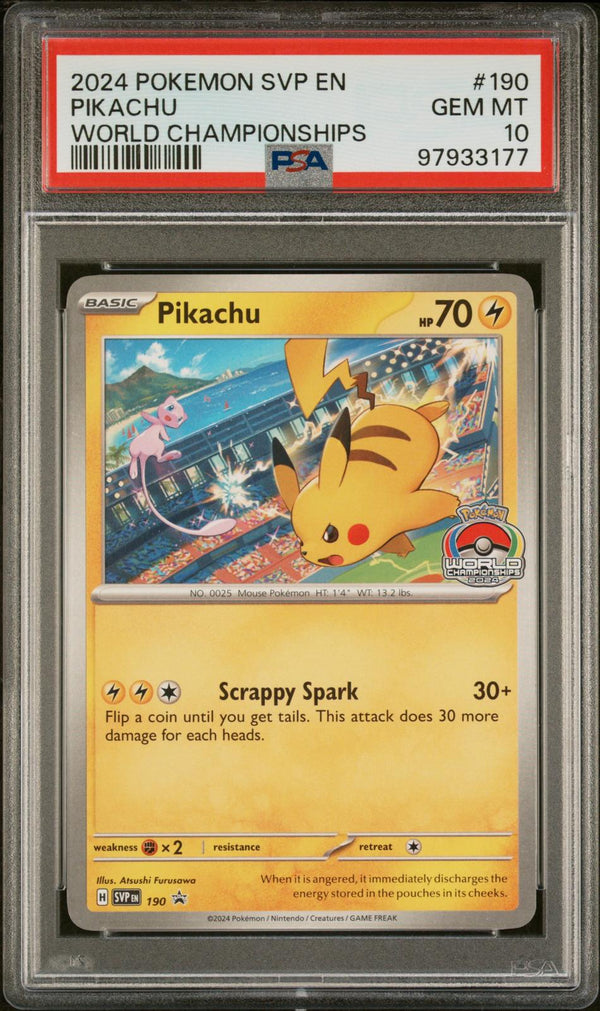 Pikachu #190 2024 Pokemon Svp En-Sv Black Star Promo PSA 10 World Championships