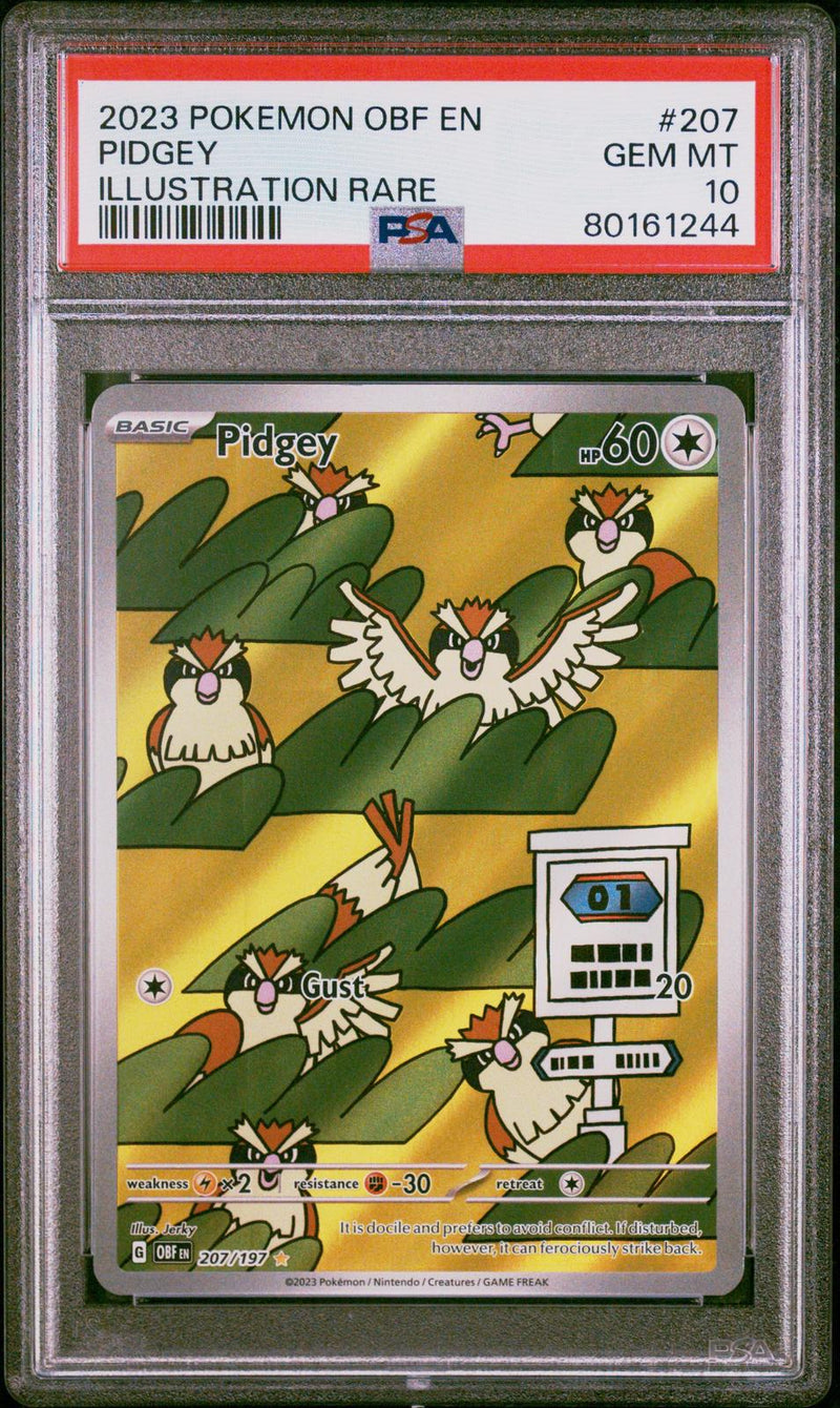 Pidgey #207 2023 Pokemon Obf En-Obsidian Flames PSA 10 Illustration Rare