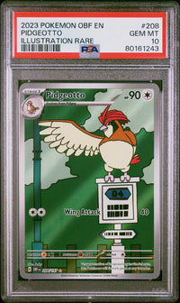 Pidgeotto #208 2023 Pokemon Obf En-Obsidian Flames PSA 10 Illustration Rare