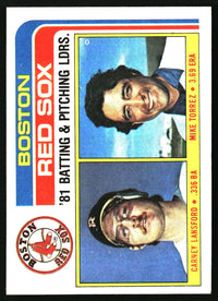 Red Sox Leaders / Checklist (Carney Lansford / Mike Torrez) 1982 Topps #786