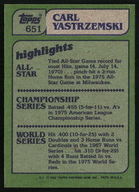 Carl Yastrzemski 1982 Topps #651 HOF