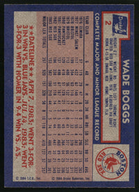 Wade Boggs 1984 Topps Drake's Big Hitters #2