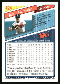 John Valentin 1993 Topps #424