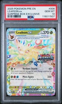 Leafeon Ex #006 2025 Pokemon Pre En-Prismatic Evolutions PSA 10 Surprise Box
