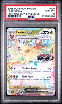 Leafeon Ex #006 2025 Pokemon Pre En-Prismatic Evolutions PSA 10 Surprise Box