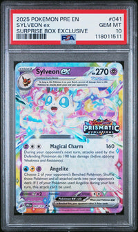 Sylveon Ex #041 2025 Pokemon Pre En-Prismatic Evolutions PSA 10 Surprise Box