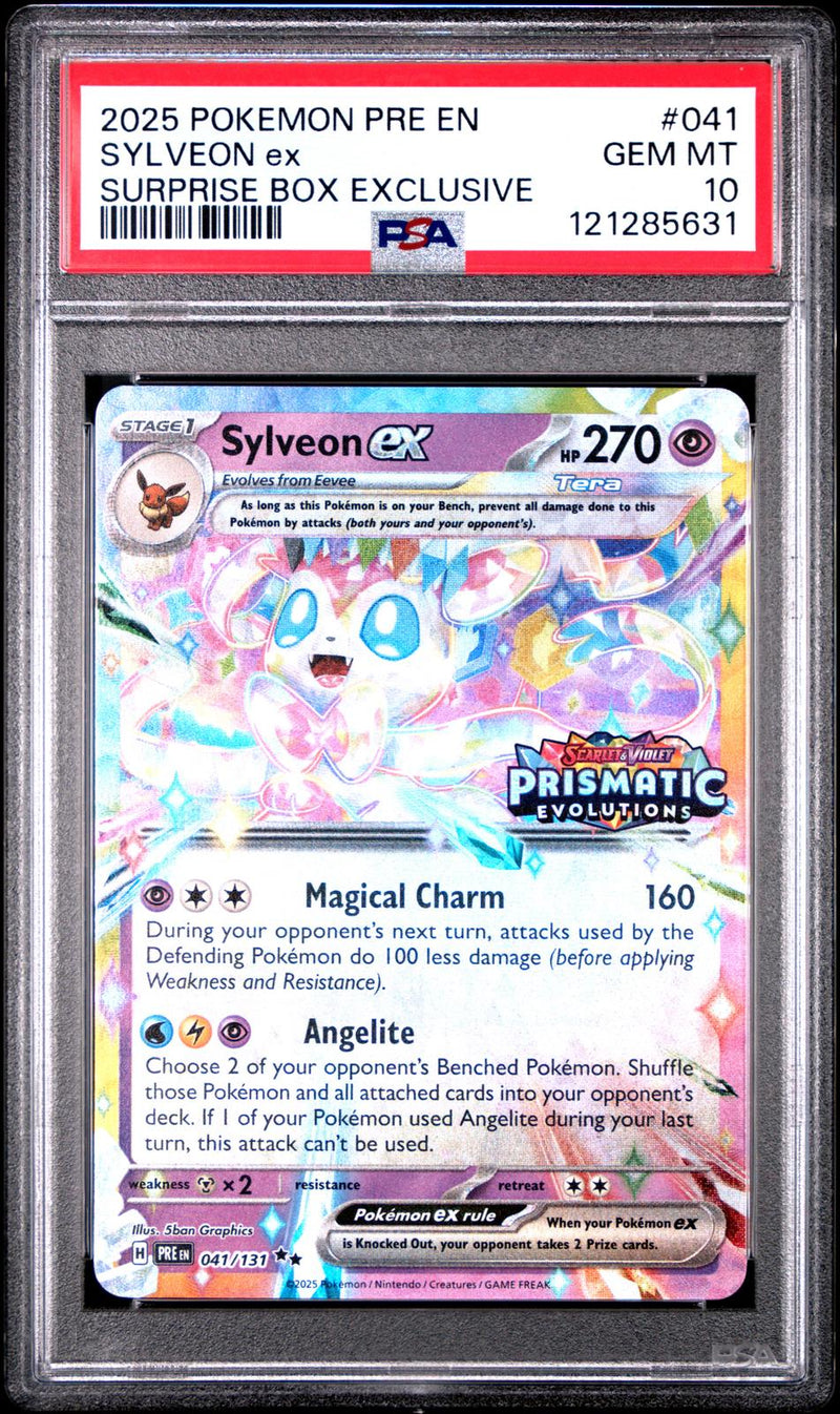 Sylveon Ex #041 2025 Pokemon Pre En-Prismatic Evolutions PSA 10 Surprise Box