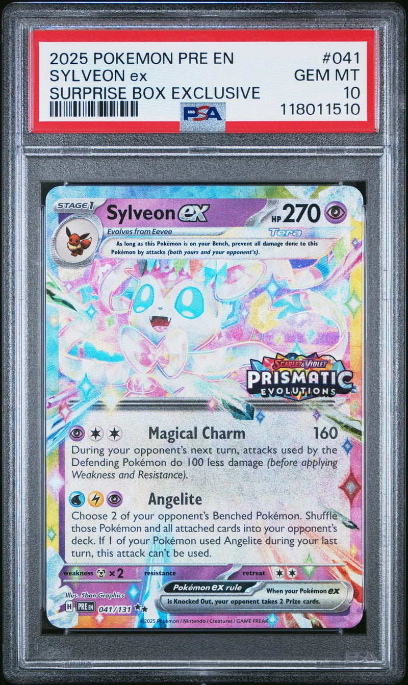 Sylveon Ex #041 2025 Pokemon Pre En-Prismatic Evolutions PSA 10 Surprise Box