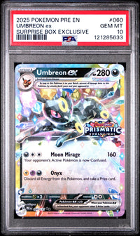Umbreon Ex #060 2025 Pokemon Pre En-Prismatic Evolutions PSA 10 Surprise Box