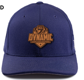 Dynamic Card Collectors Flex Fit Hat Navy w/ Leather Logo