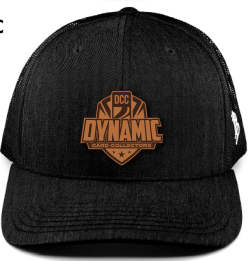 Dynamic Card Collectors Trucker Hat Snapback Black w/ Leather Logo