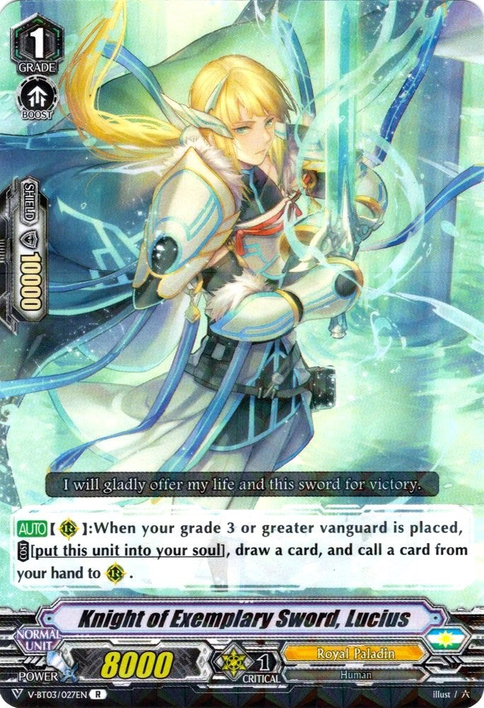 Knight of Exemplary Sword, Lucius (V-BT03/027EN) [Miyaji Academy CF Club]