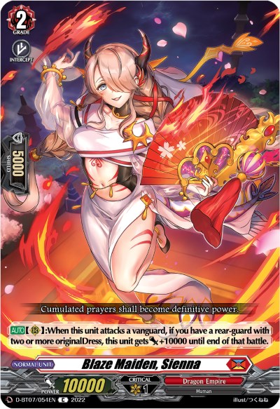 Blaze Maiden, Sienna (D-BT07/054EN) [Raging Flames Against Emerald Storm]