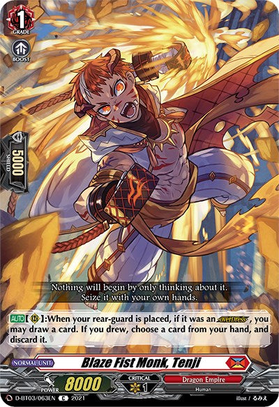 Blaze Fist Monk, Tenji (D-BT03/063EN) [Advance of Intertwined Stars]